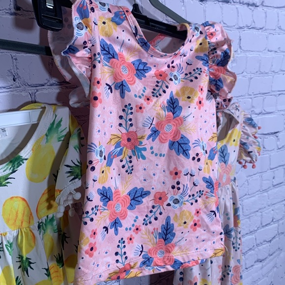 Mila & Rose Toddler Girls Bundle of 2 Dresses & 1 Top Floral Pineapple Size 3T - Picture 5 of 9